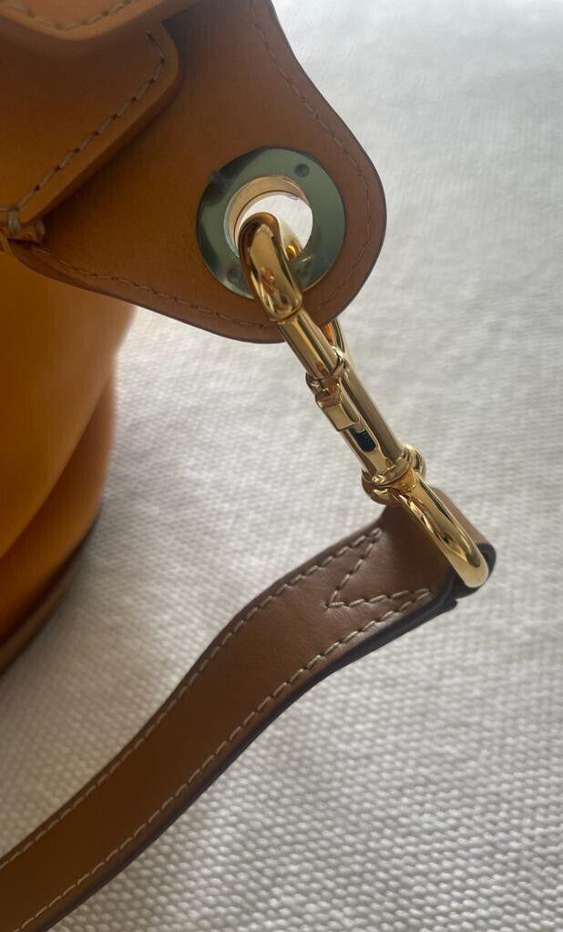 Tan suede bucket bag