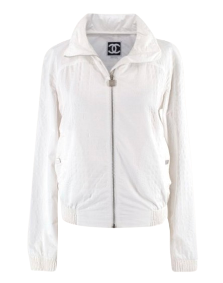 Chanel White Zip Up Jacket