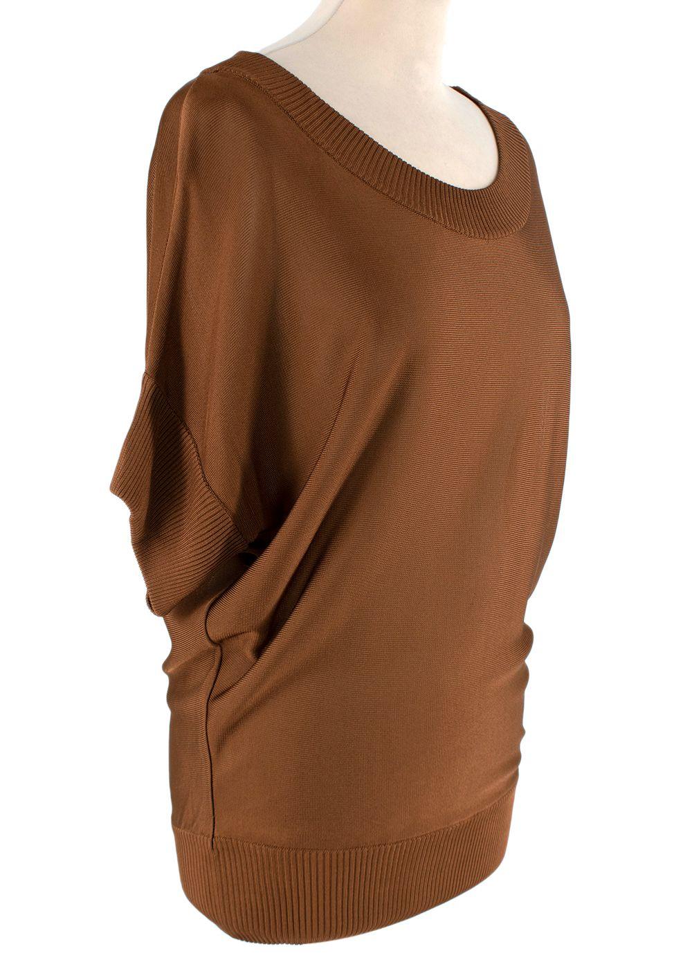Chocolate Brown Fine-Knit Batwing Sweater