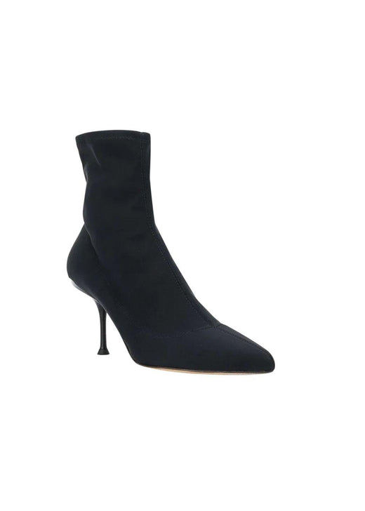 Black Slouchy Stretch Suede Ankle Boots