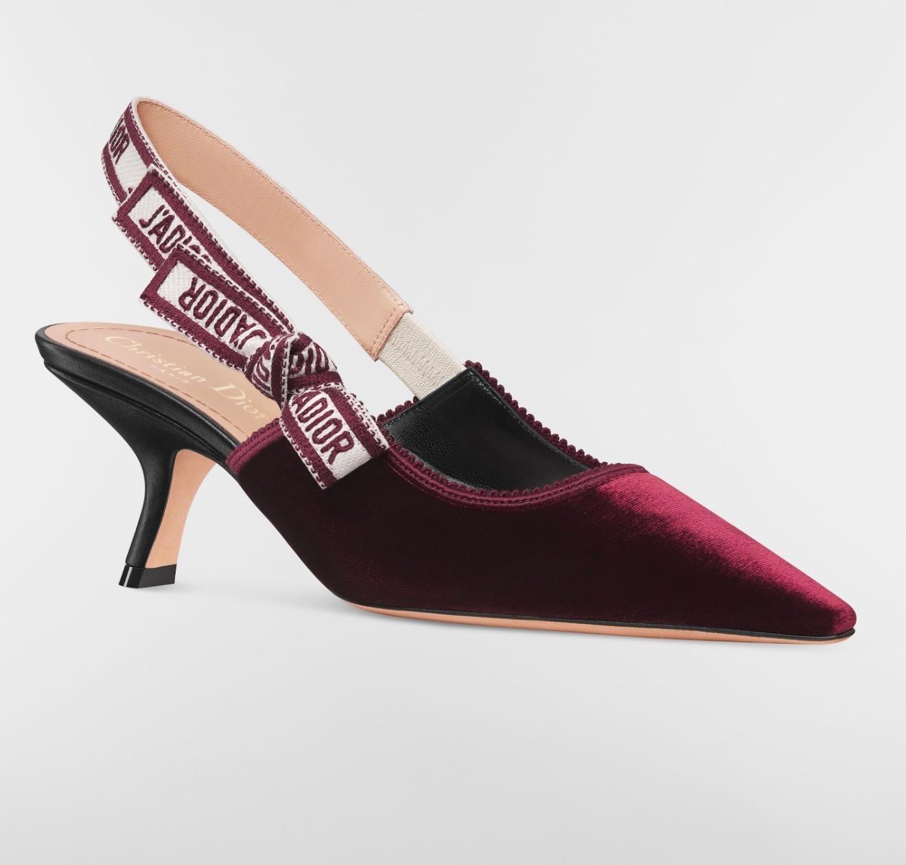 Dior Burgundy Velvet Sling Back Sandals