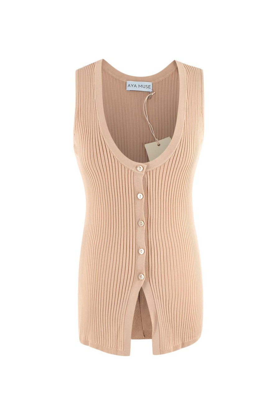 Aya Muse Beige Ribbed Tank Top