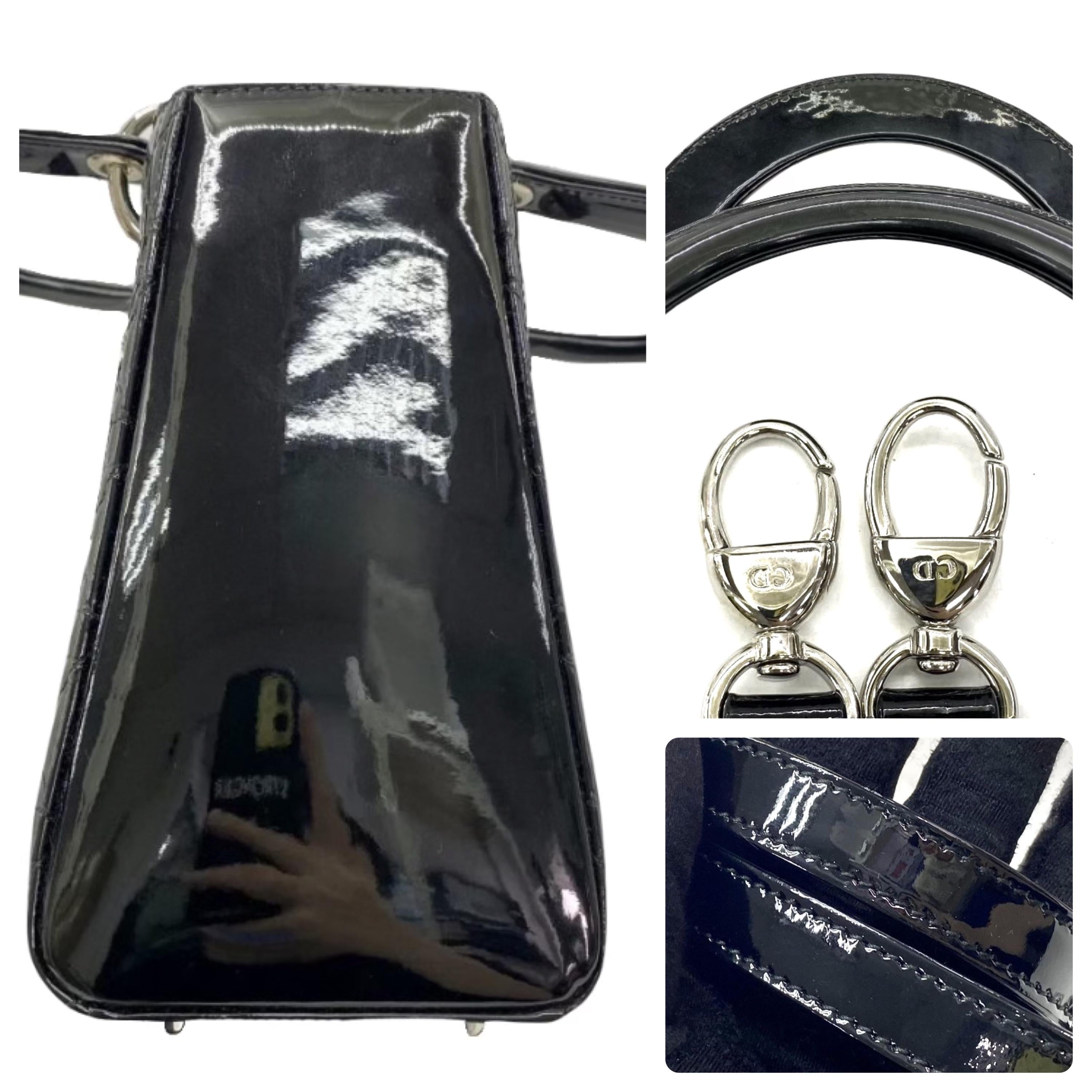 Dior Black Patent Leather Medium Lady Dior