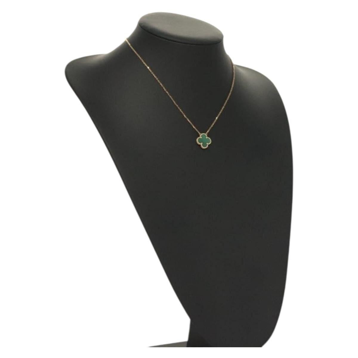 Van Cleef & Arpels Vintage Malachite Alhambra Pendant Necklace
