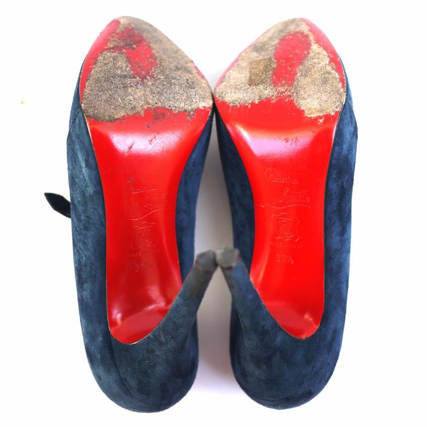 Christian Louboutin Blue Lapono Suede Leather Ankle Boots