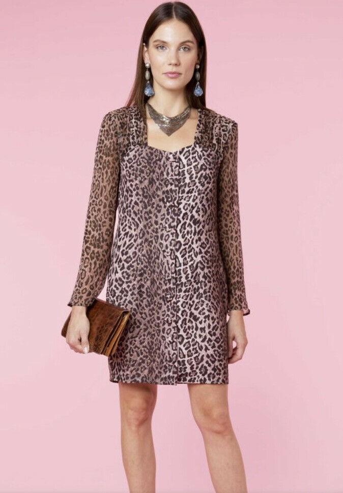 Rixo Julianne Leopard Print Button Down Dress