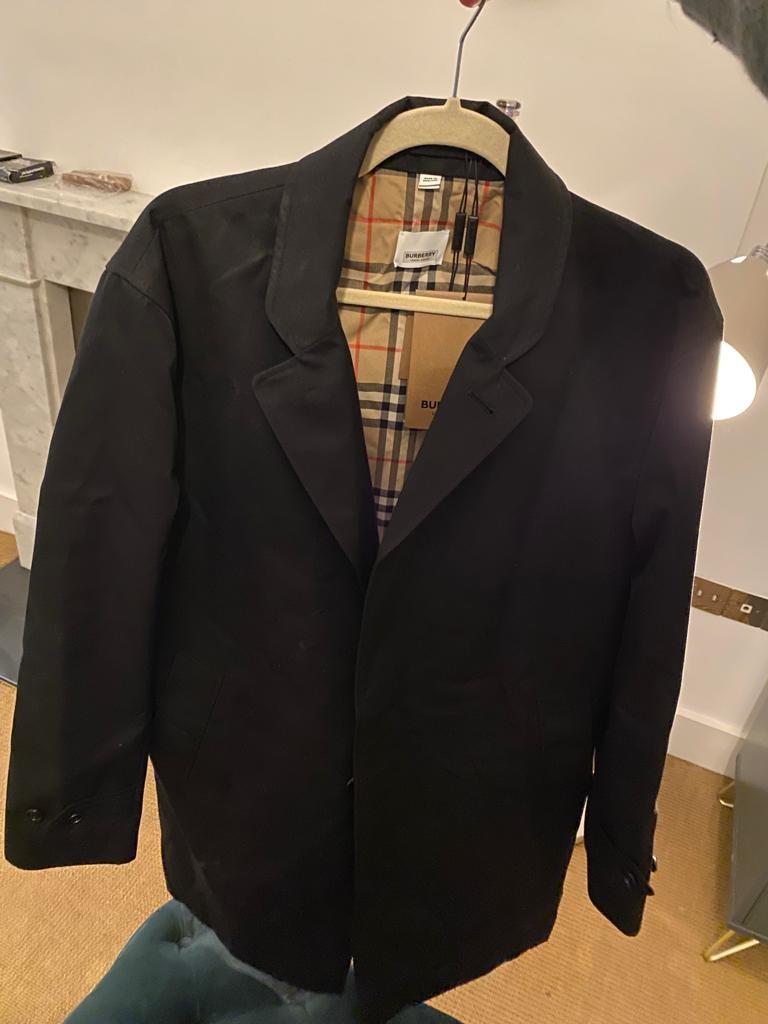 Burberry Black Cotton Gabardine Car Coat