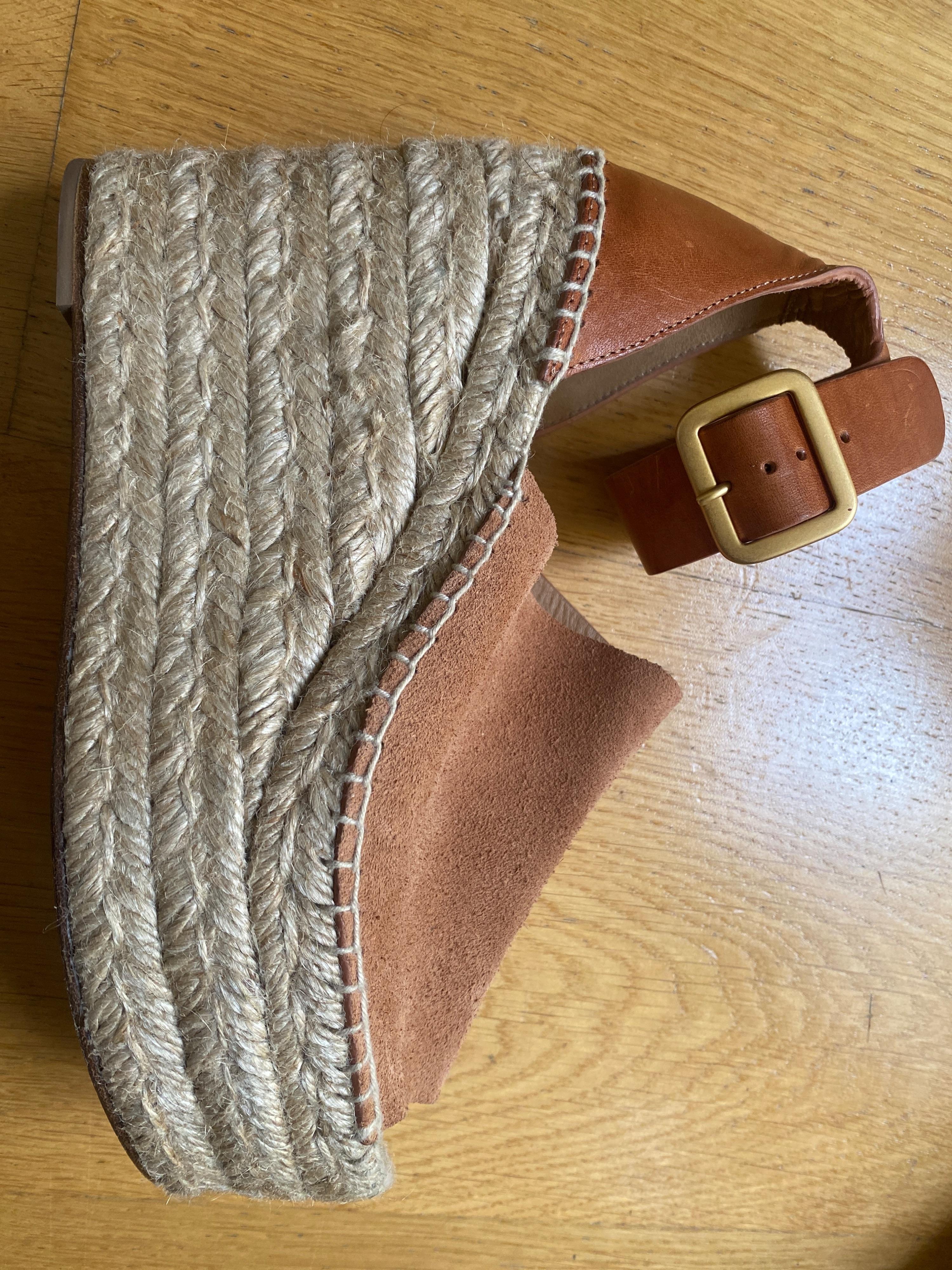 Chloe Tan Suede Espadrille Wedges