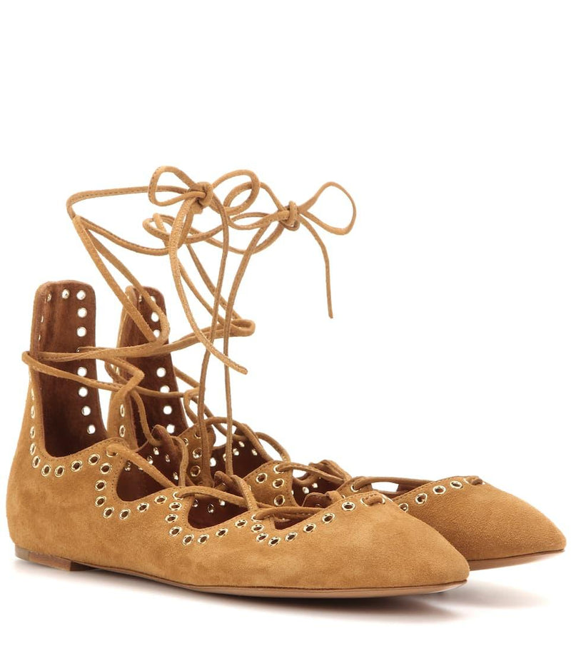 Isabel Marant Leo embellished suede ballerinas