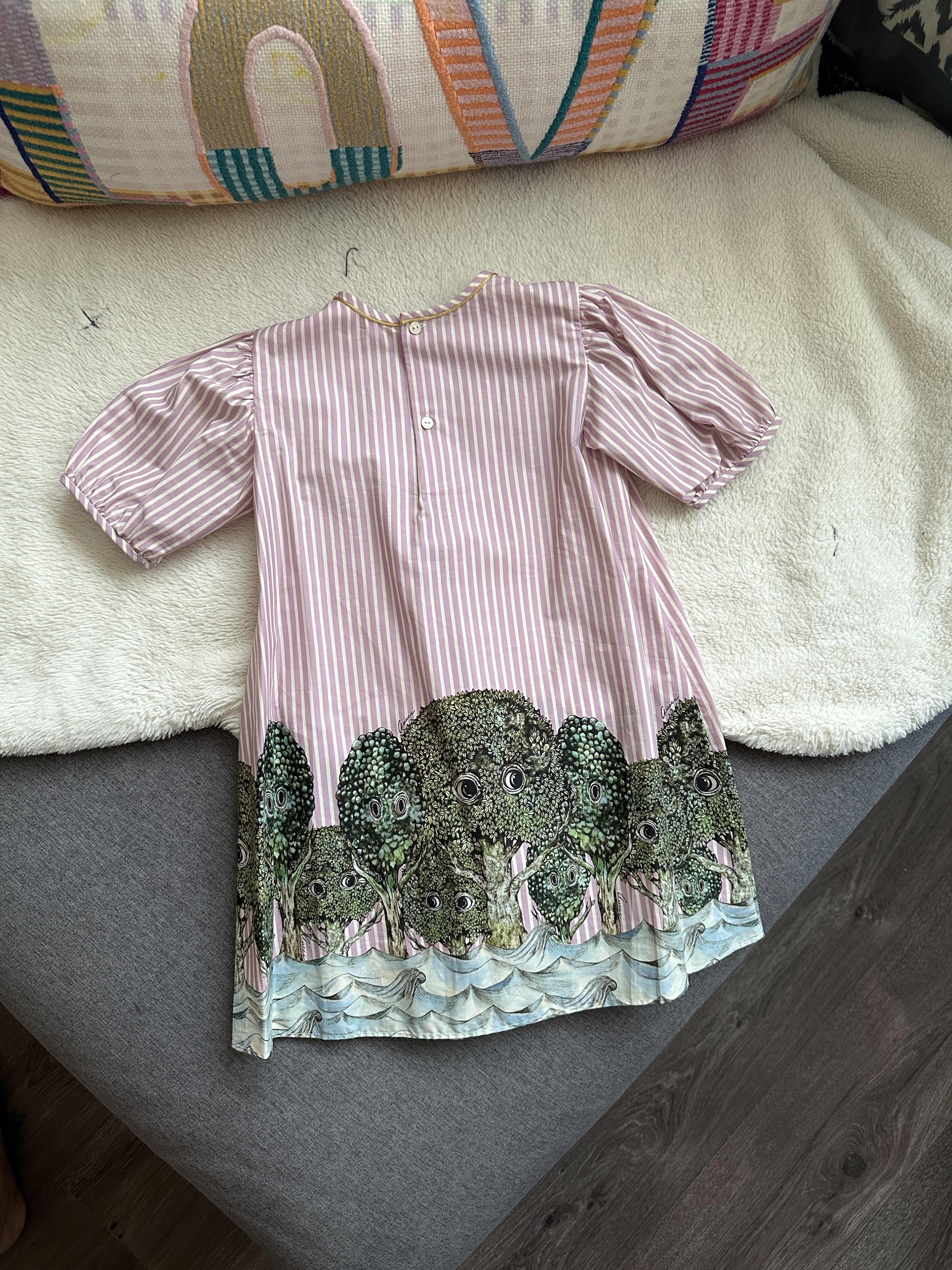 Gucci Red Striped Dress with Tree Print