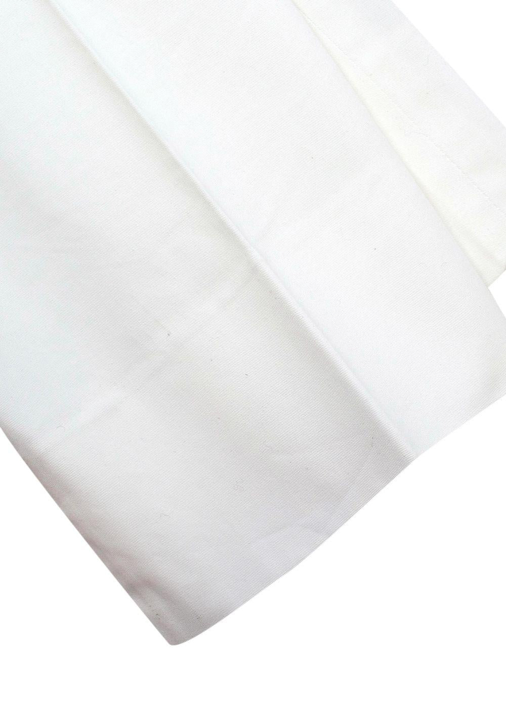 White Cotton Straight Cropped Trousers