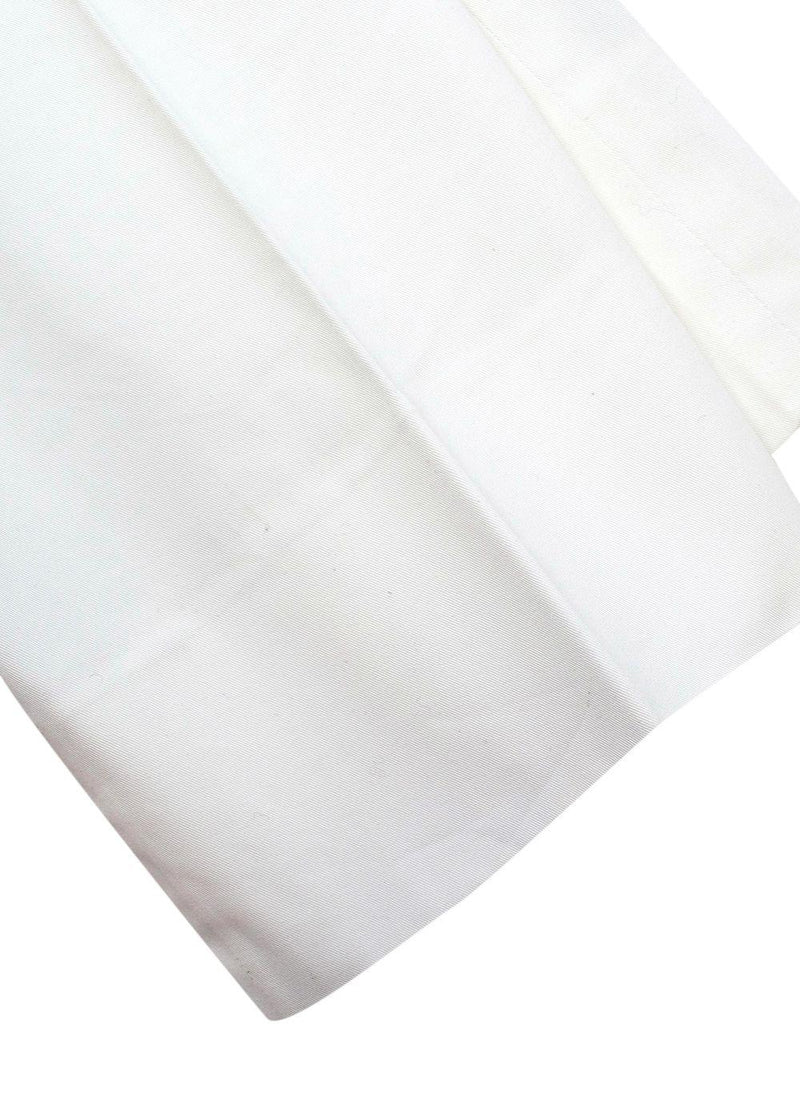 White Cotton Straight Cropped Trousers