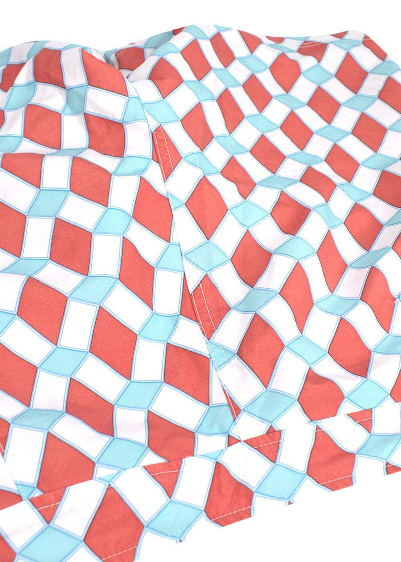 Pink House Mustique White and Orange Tile-print Shorts