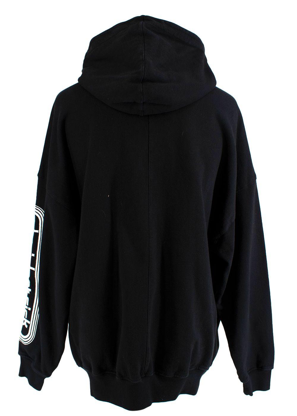 Black cotton jersey logo embroidered hoodie