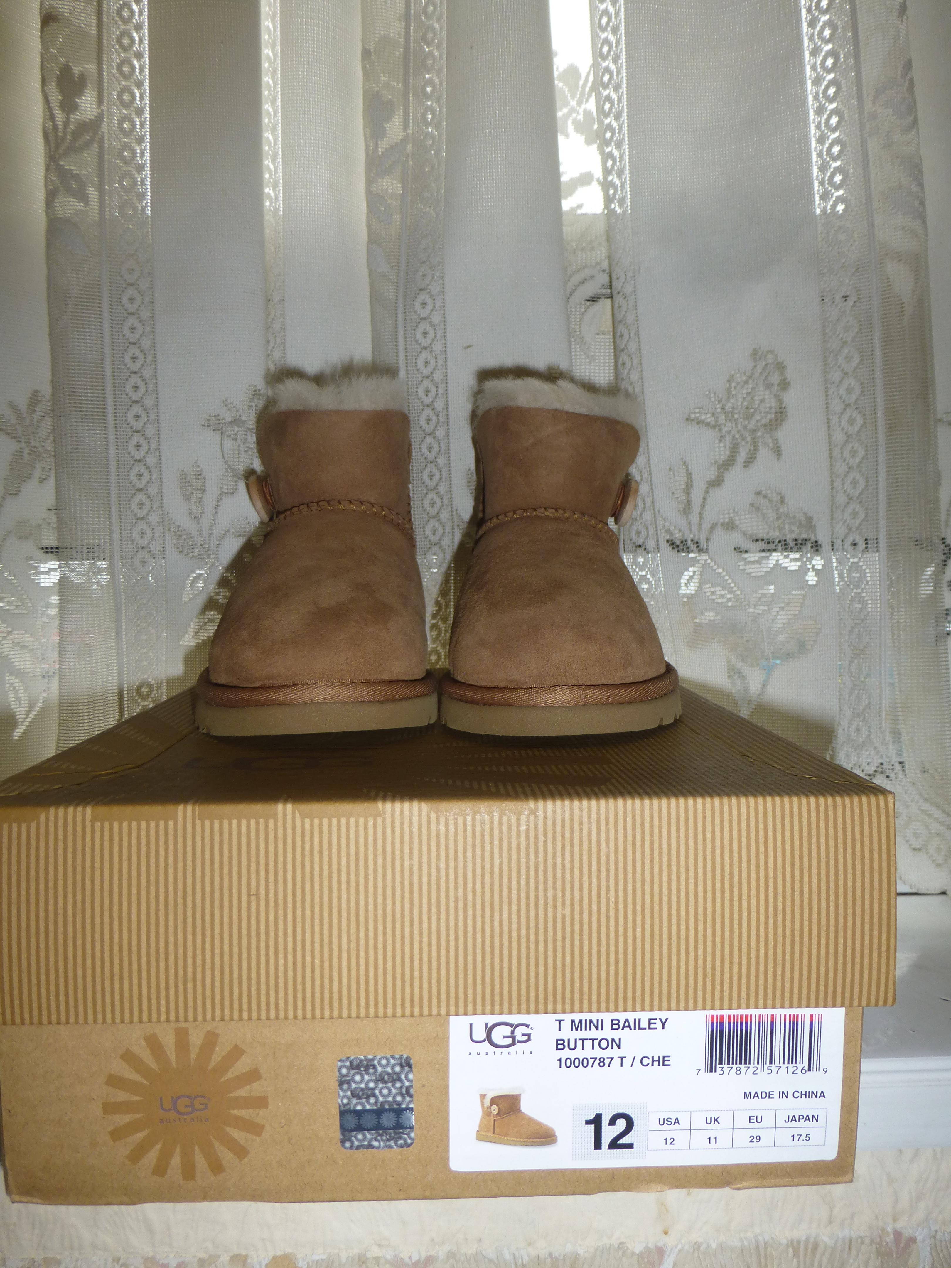 UGG Australia Mini Bailey Button Toddler 1000787 Chestnut UK11 US12 EU29