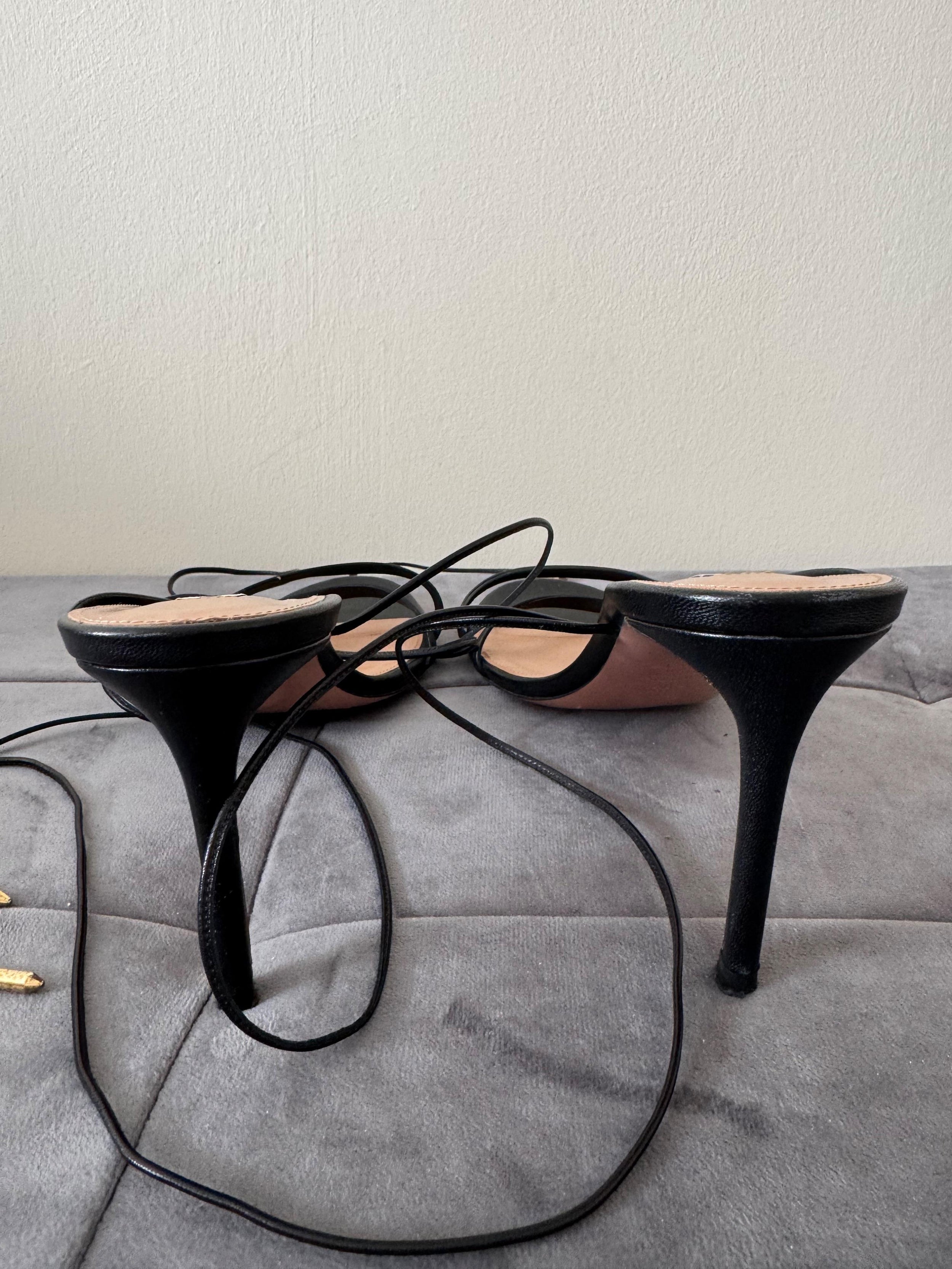 Aquazurra Black Leather Sandals