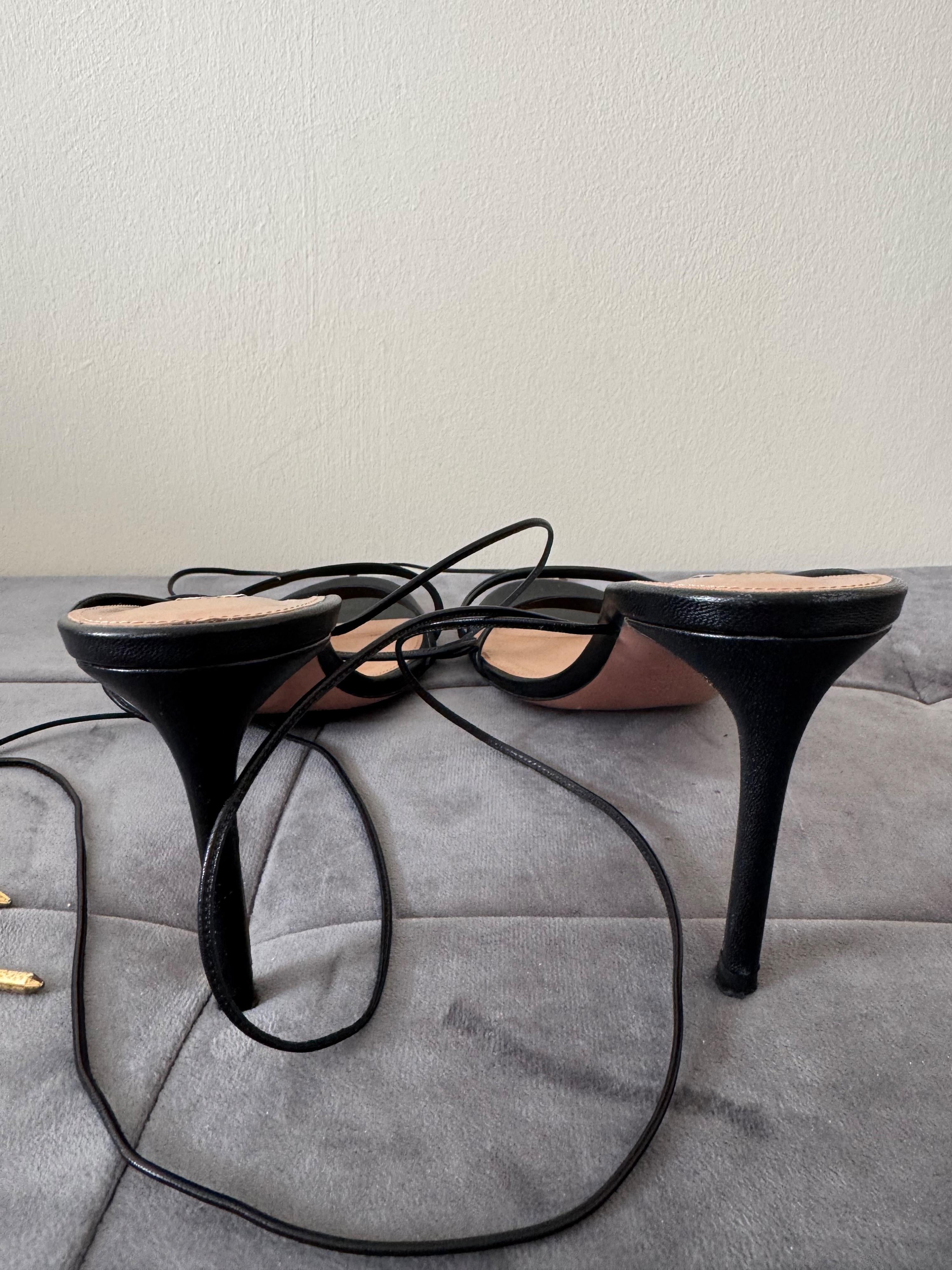 Aquazurra Black Leather Sandals