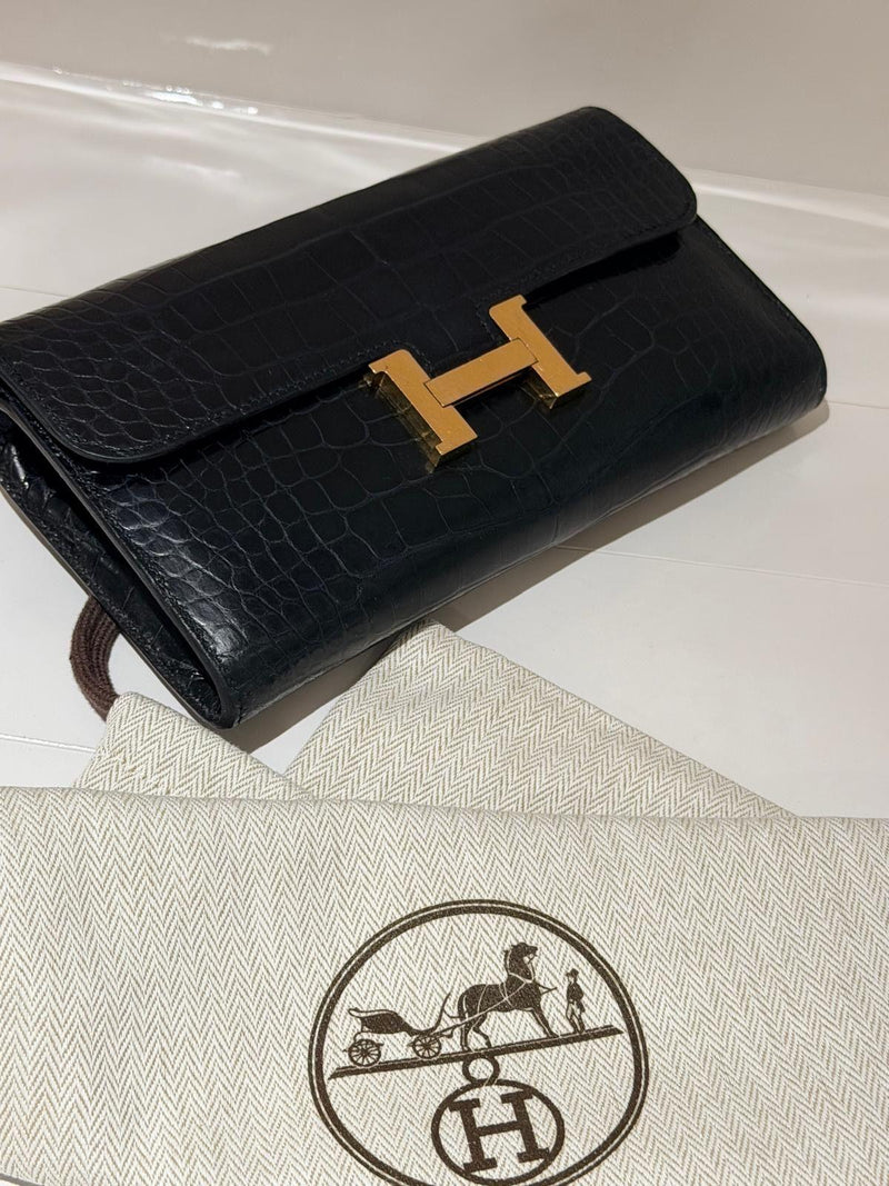 Hermes Alligator Black Constance Wallet