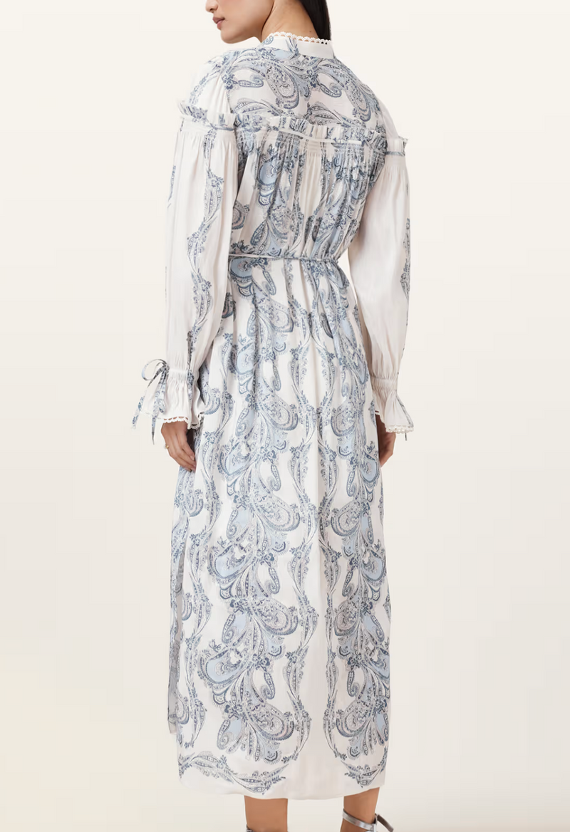 All Saints Delphine Floral Print Midi Shirt Dress