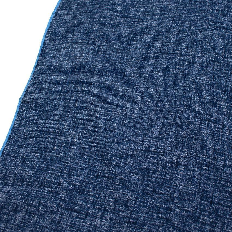 Boggi Blue Double Faced Floral & Denim Print Silk Handkerchief