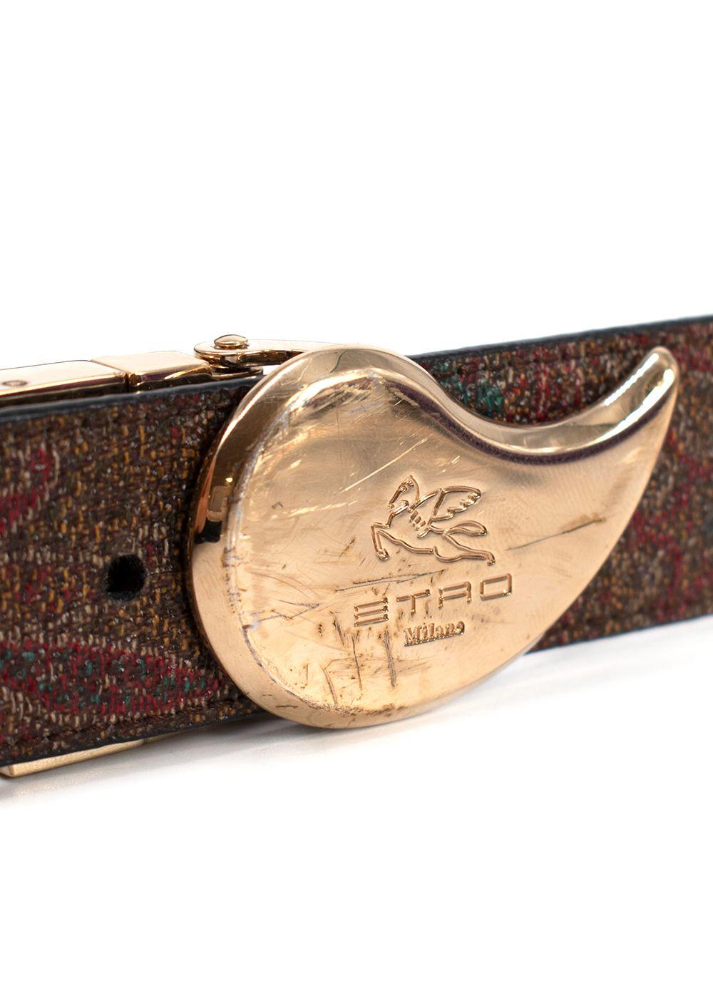 Etro Paisley/Black Reversible Embroidered Belt