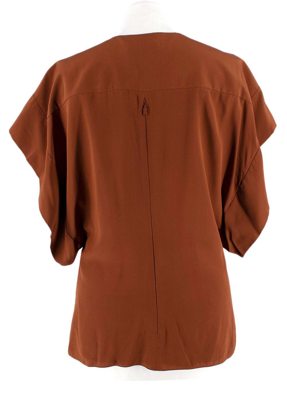 Chloe Wildwood Brown Silk V Neck Blouse