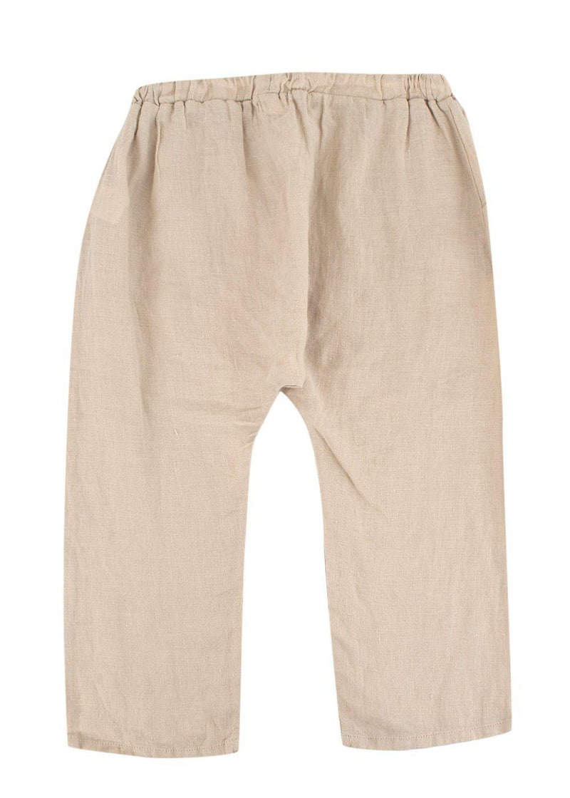 3-4Y Kids Beige Linen Pants