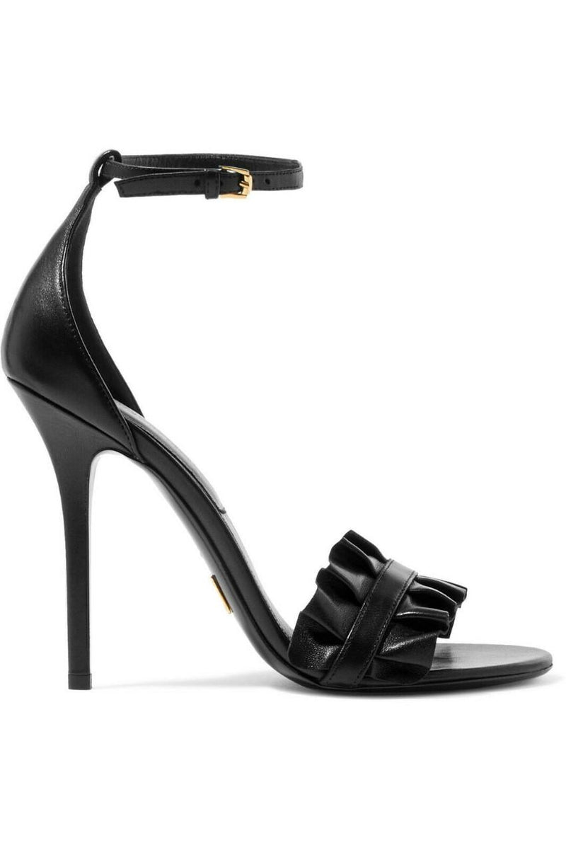 Michael Kors Collection black leather Priscilla ankle strap sandals