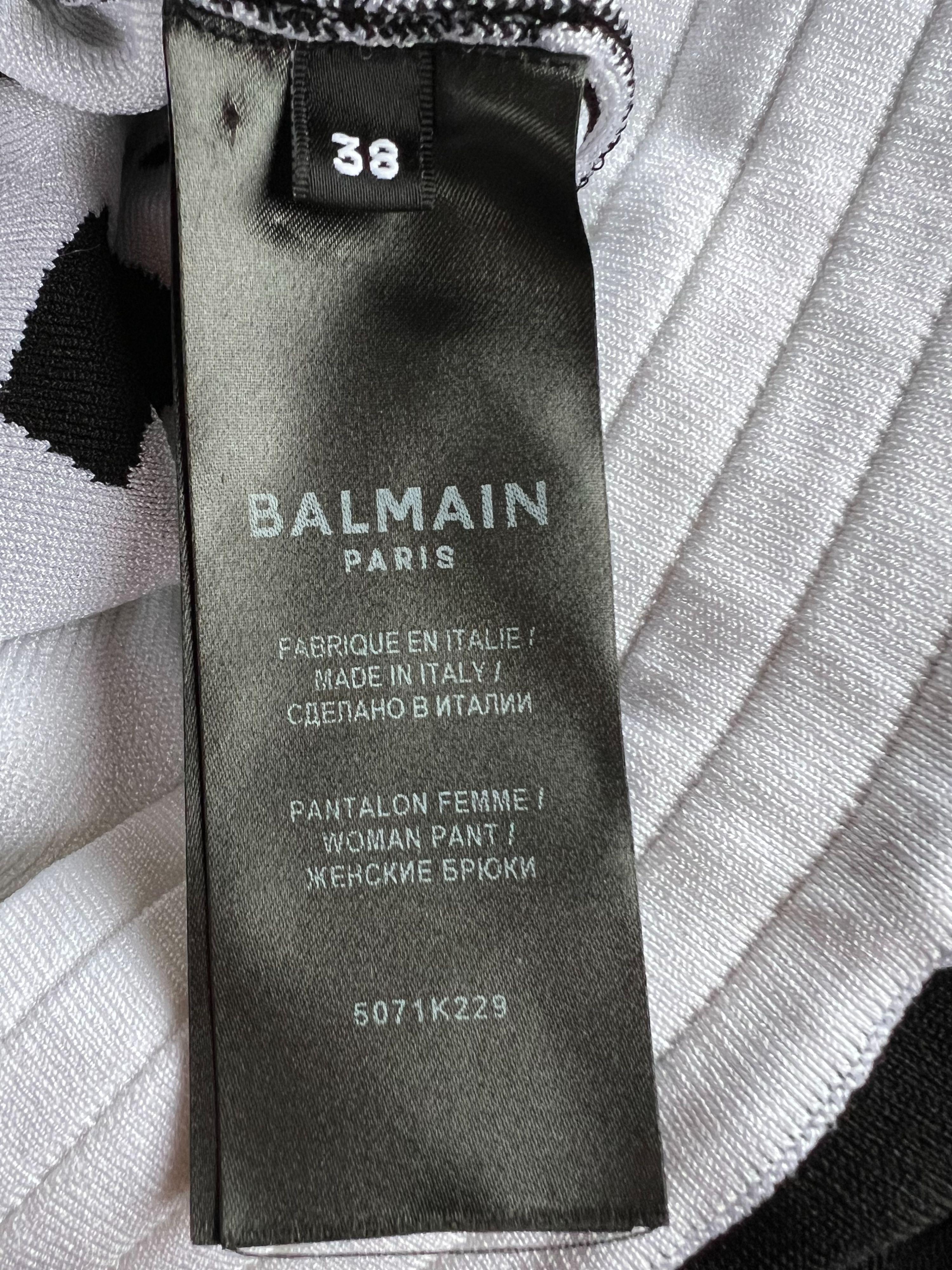 Balmain Black and White Jacquard Cycling Shorts