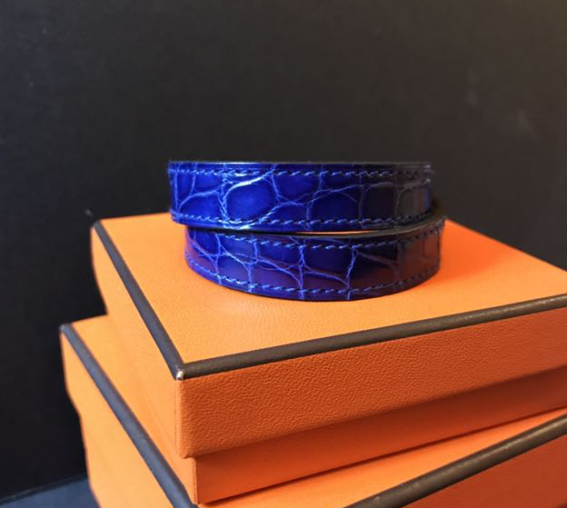 HERMES Electric Blue Kelly Double Tour