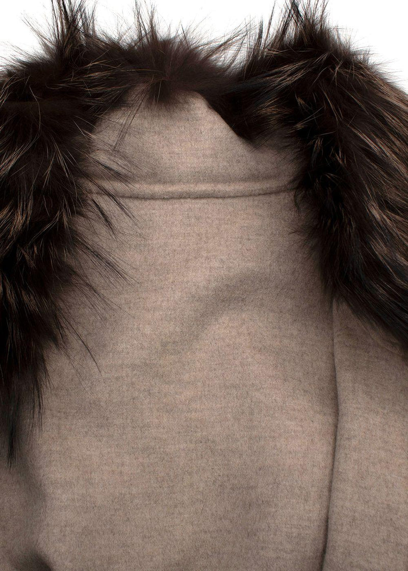 Shaky Loro Piana Wool Cape with Fox Fur Trim