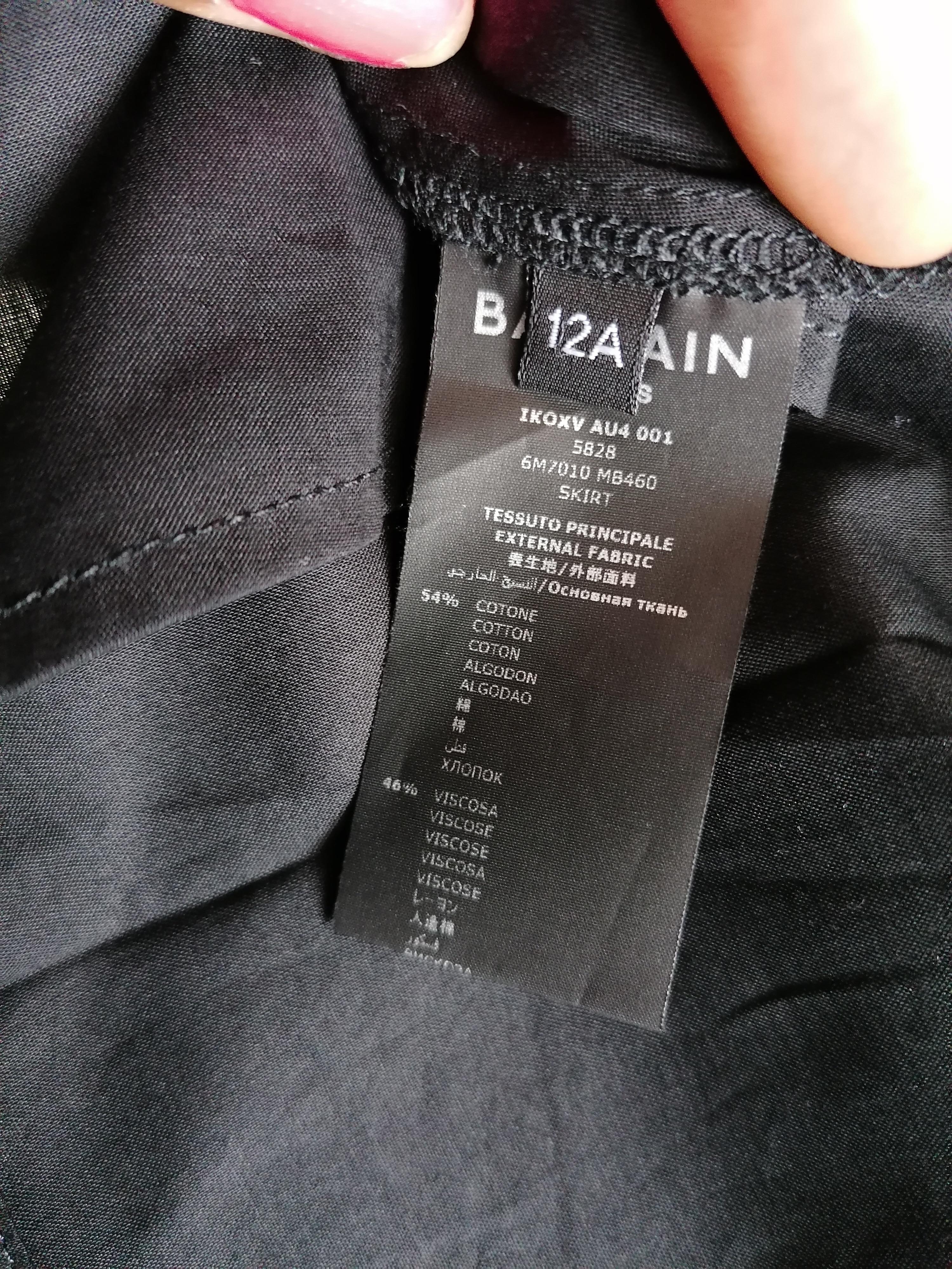 Black cotton blend A-line skirt
