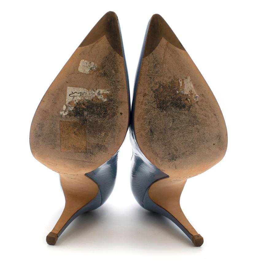 Sergio Rossi Blue Patent Leather Pointed Godiva Pumps