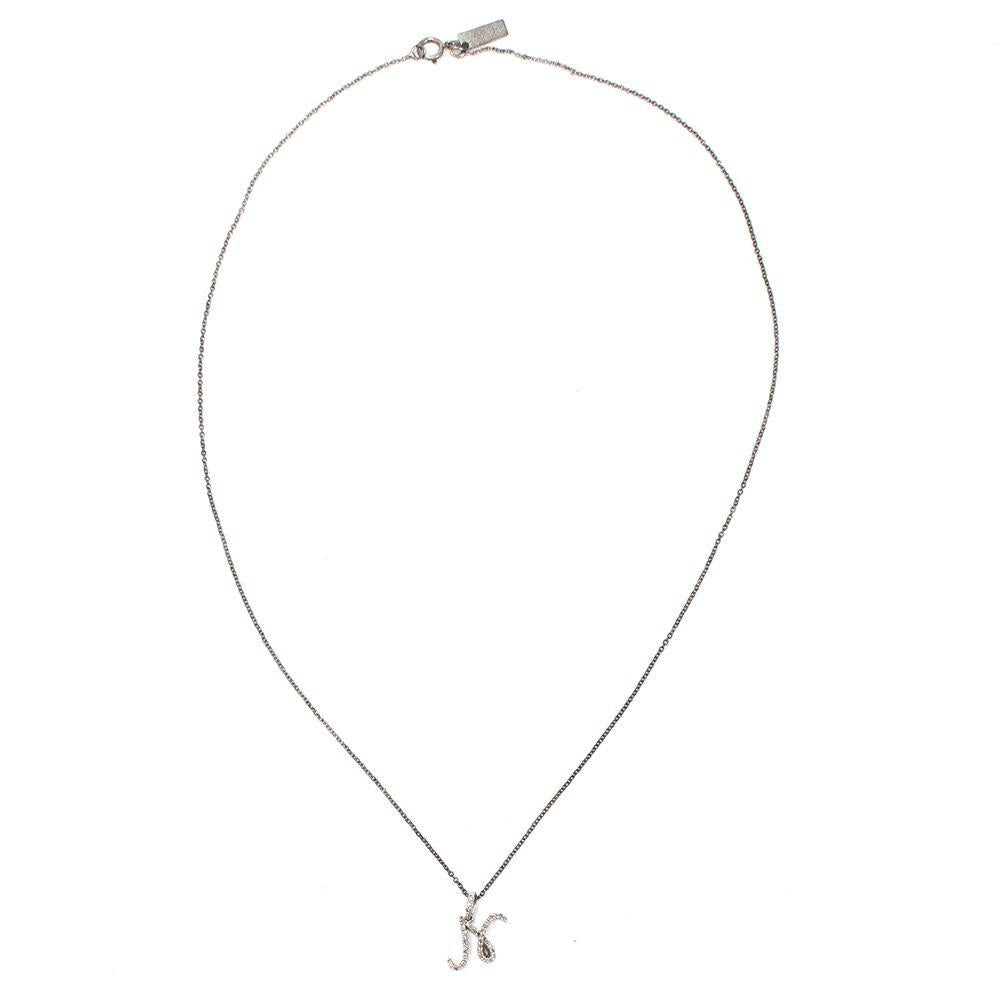La Mome Bijou Crystal N Pendant Silver Necklace
