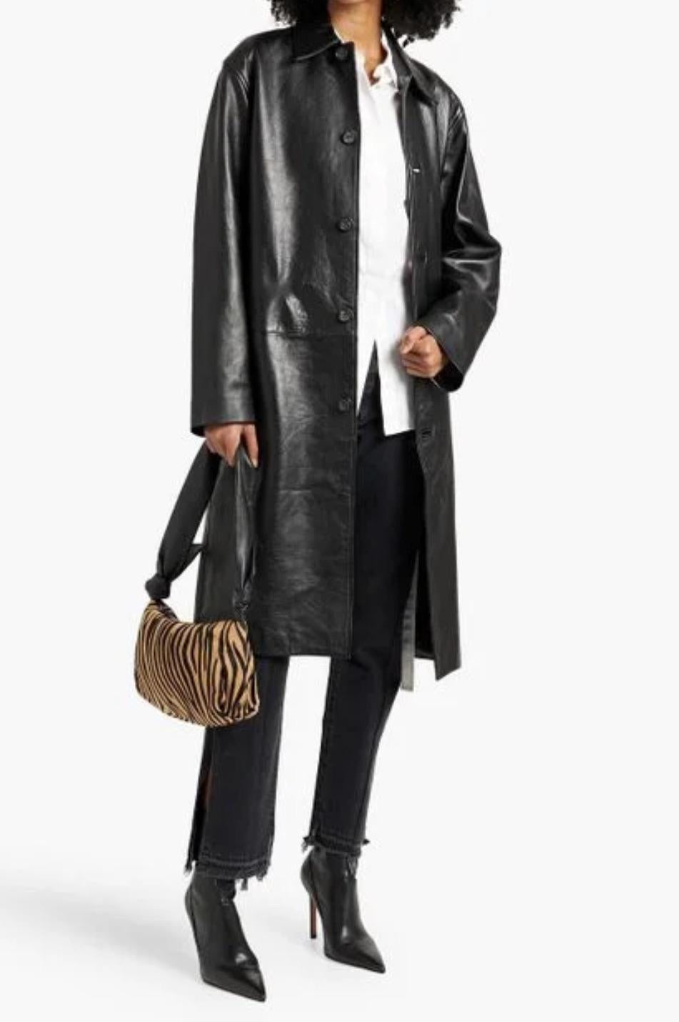 Nili Lotan New Season Black Leather Coat/Jacket
