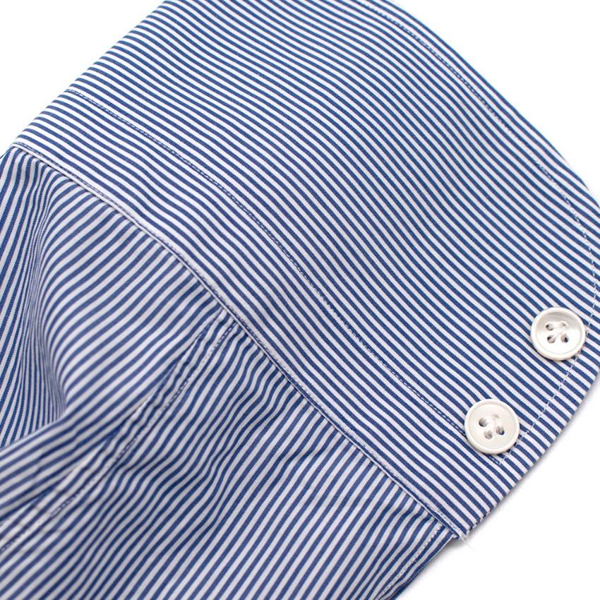 Emanuele Maffeis Blue & White Striped Cotton Tailored Shirt
