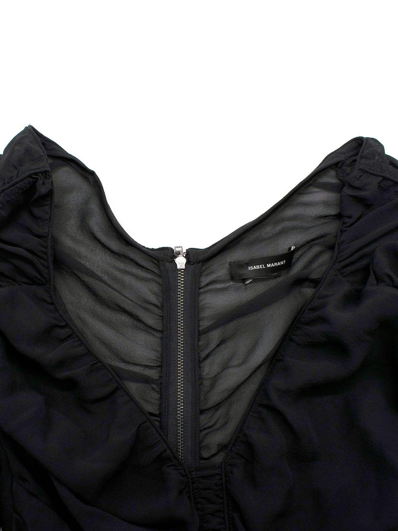 Isabel Marant Black Chiffon Ruched Mini Dress