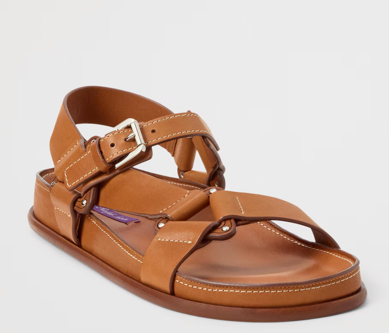 Ralph Lauren Collection Leather Nolen Flat Sandals