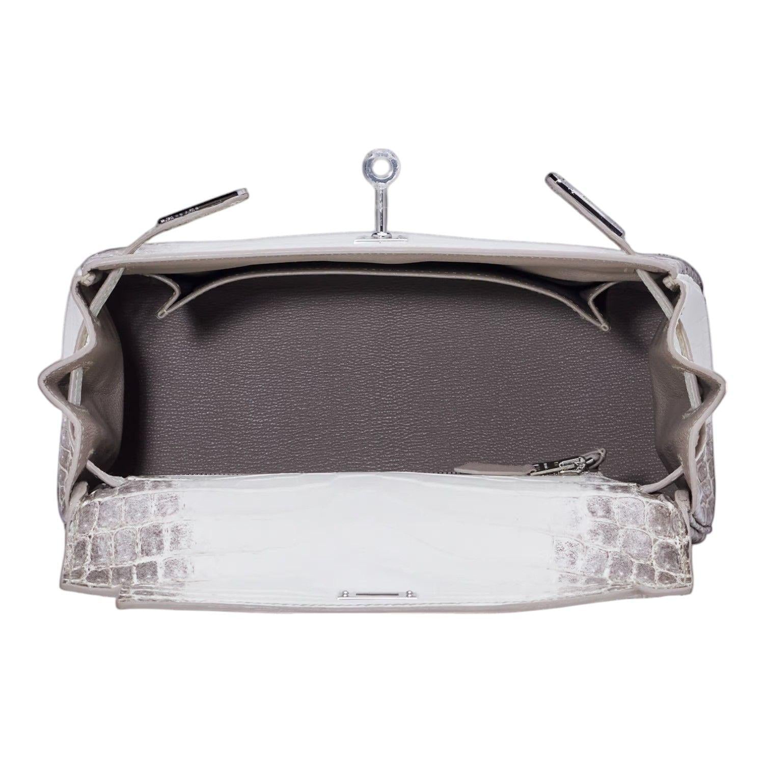 Hermès Kelly 25cm Sellier Niloticus Crocodile Himalaya White Gold Diamond Hardware