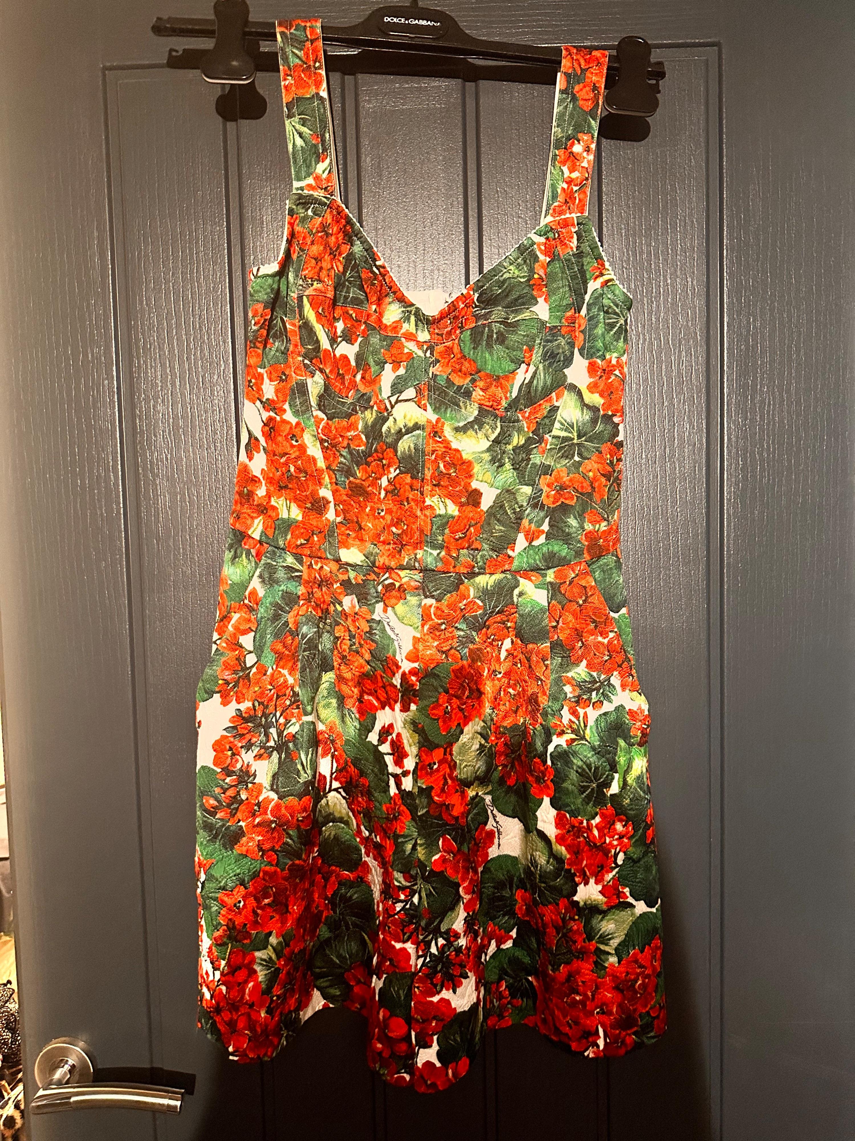 Red Geranium Printed Cotton Blend Playsuit