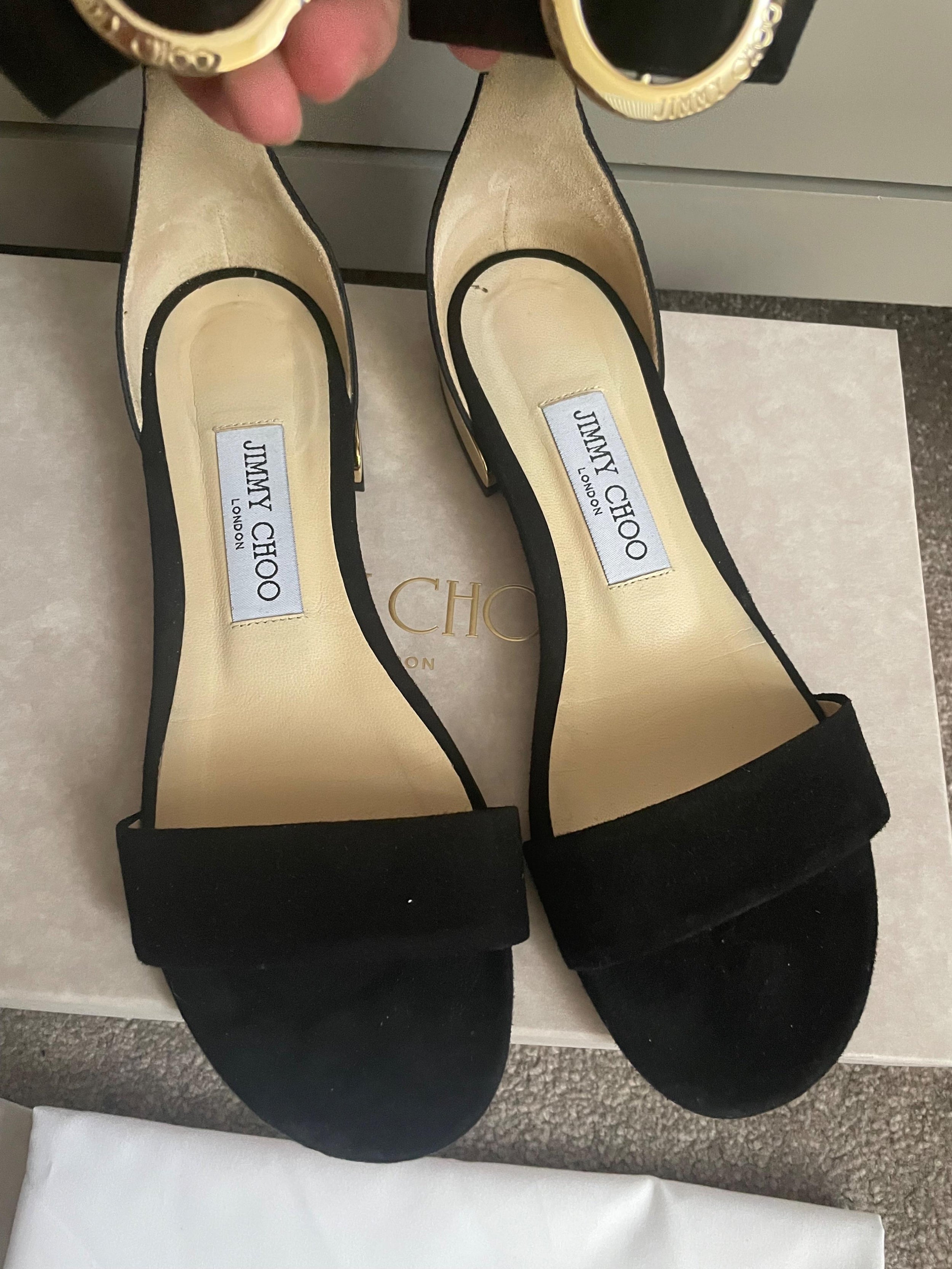 Jimmy Choo Black Suede Flat Sandals