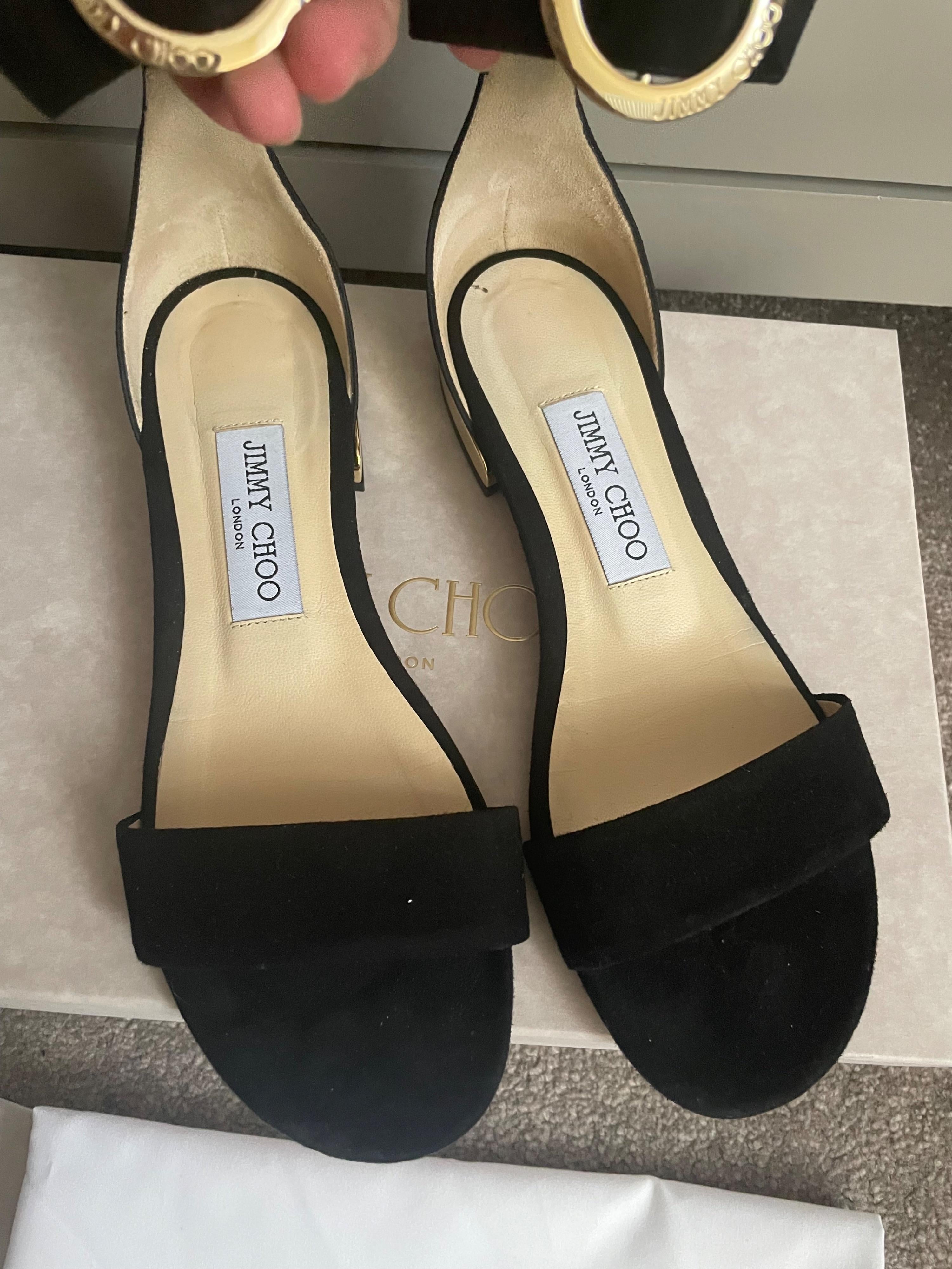 Jimmy Choo Black Suede Flat Sandals
