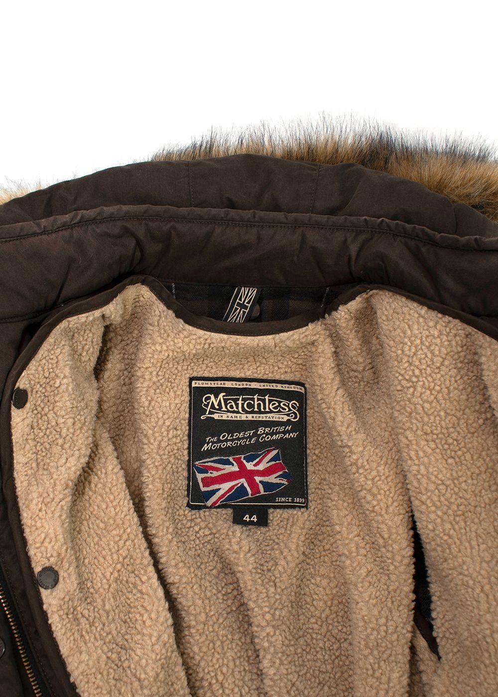 Matchless Waxed Cotton Biker Jacket with Fur Hood