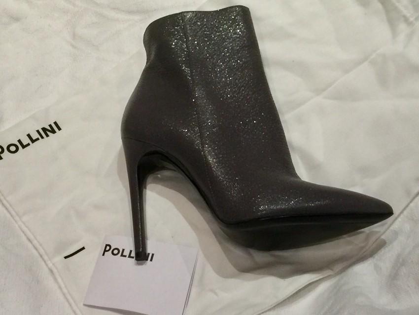 Pollini Metallic Leather Ankle Boots