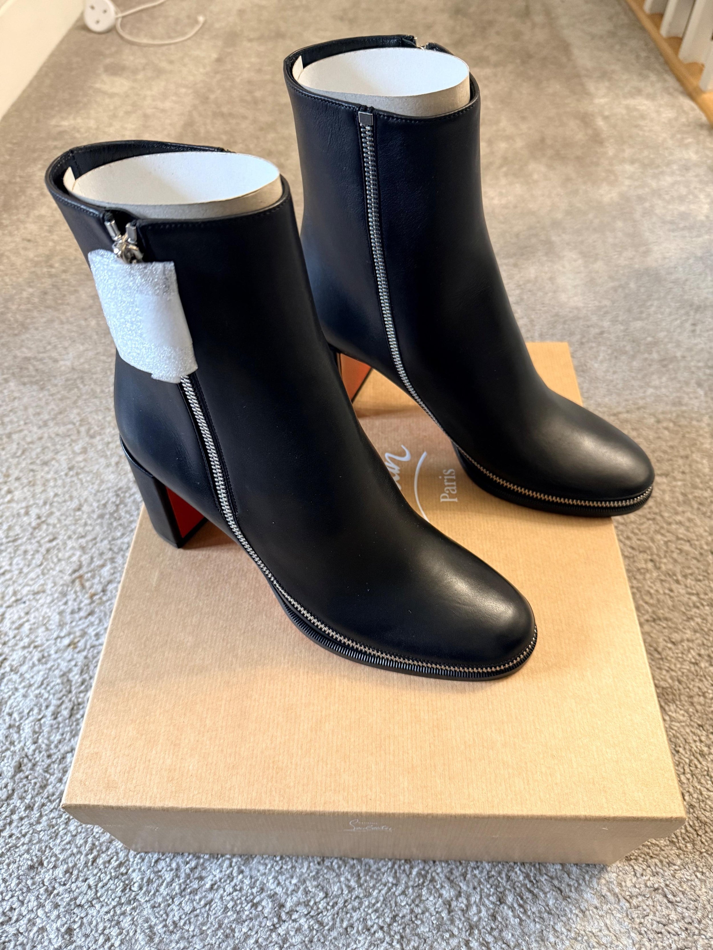 Christian Louboutin Black Leather Zip Booty