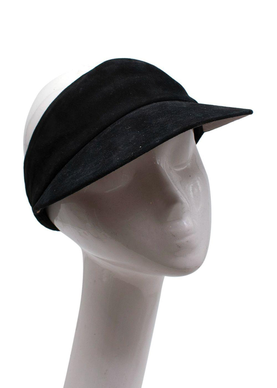 Black Suede Visor Cap