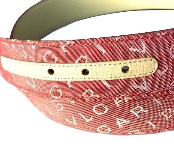 Bvlgari Pink Canvas Logo Belt