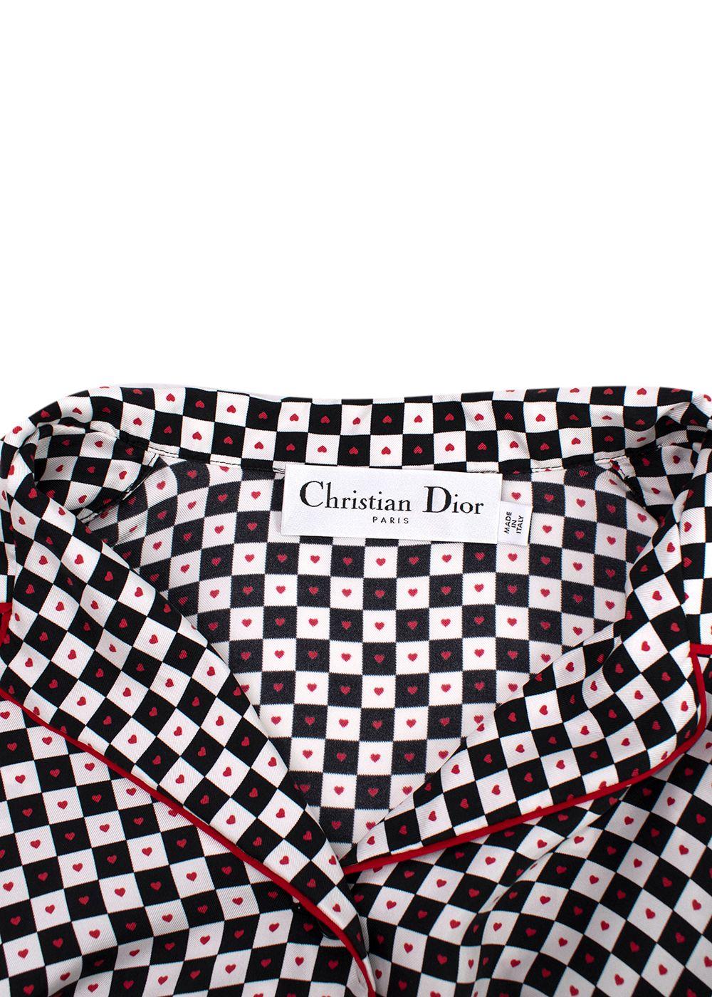 Dior Black and White Check Heart Silk Shirt
