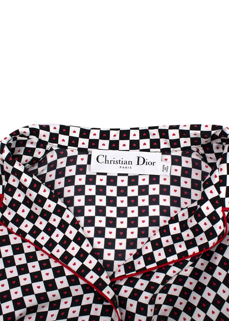 Dior Black and White Check Heart Silk Shirt