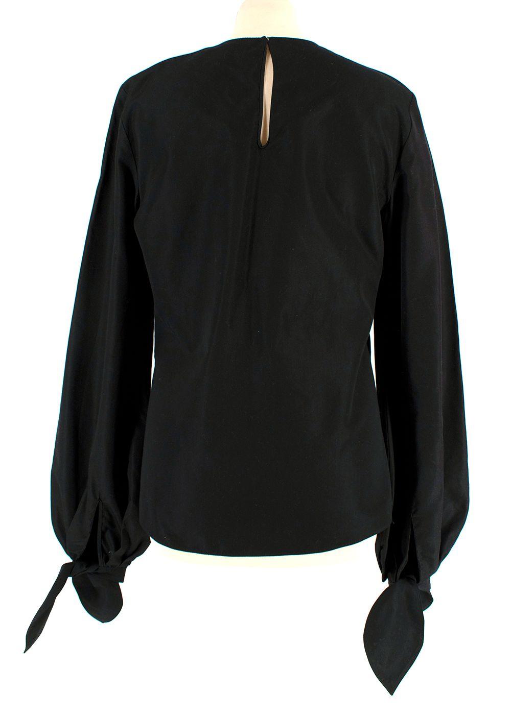 YSL Black Cotton Bow Detail  Blouse